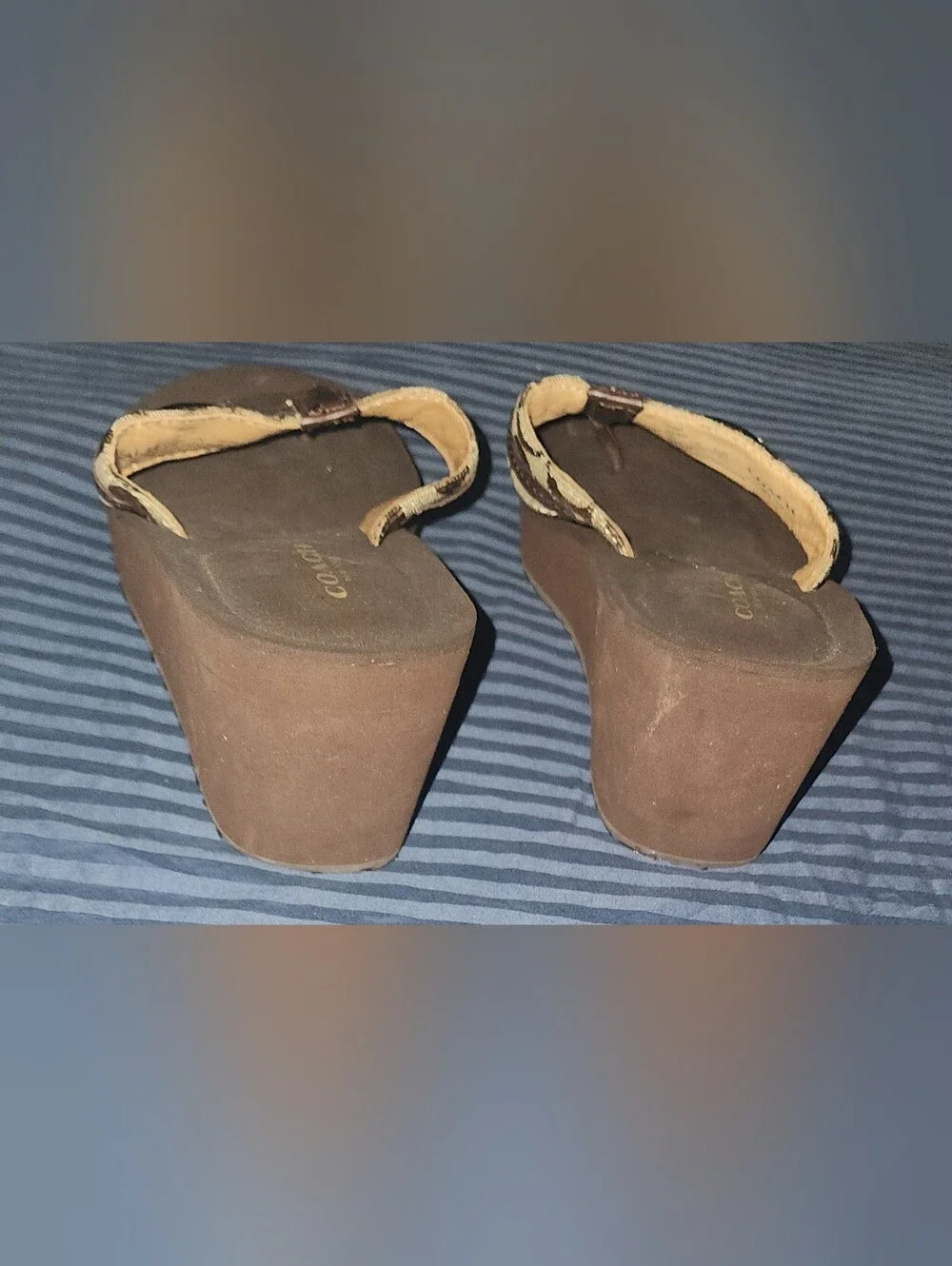 COACH Brown Signature Canvas Thong Sandals Size 8.5